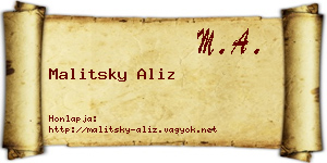 Malitsky Aliz névjegykártya